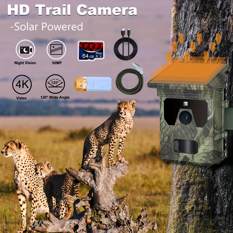 Outdoor Hunting Videos - 4K 50MP Solar-Powered Wildlife Trail Camera,