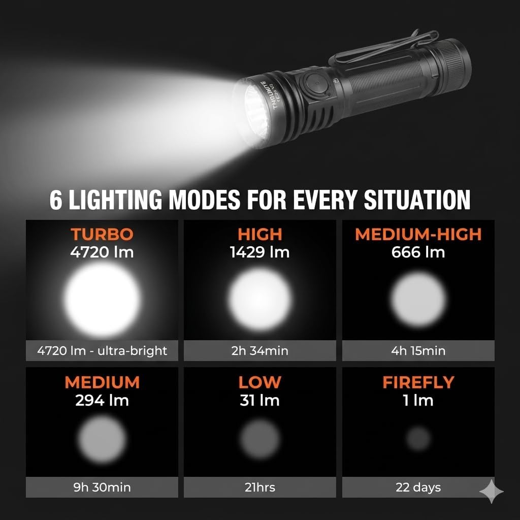 4720 Lumens Super Bright Recha - Tactical Flashlight Rechargeable บทวิจารณ์และราคา