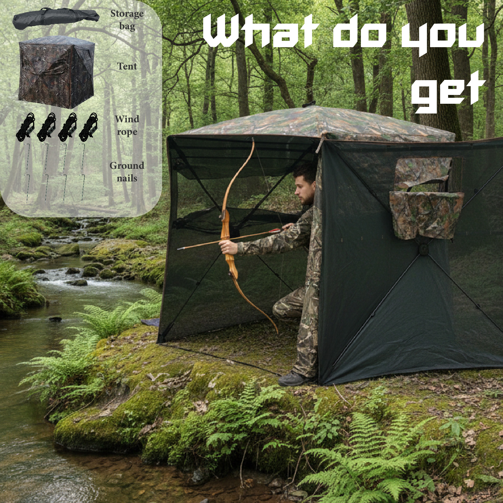 Camouflage Pop-Up Hunting Blin - Hunting & Outdoor Supplies Carterton Reviews บทวิจารณ์และราคา