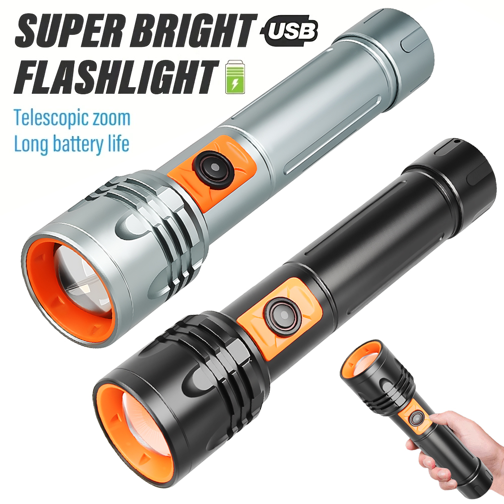 High Power LED Flashlight USB  - Tactical Flashlight Rechargeable บทวิจารณ์และราคา