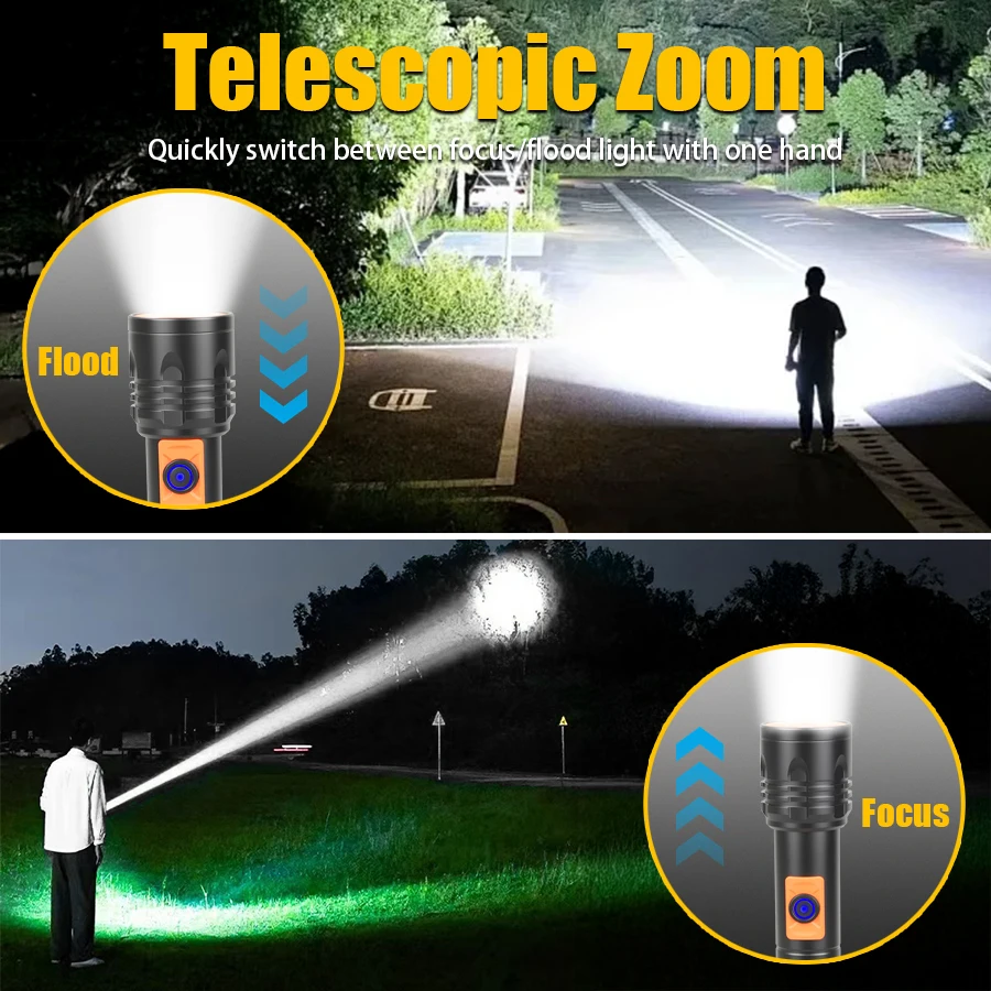 High Power LED Flashlight USB  - Tactical Flashlight Rechargeable บทวิจารณ์และราคา
