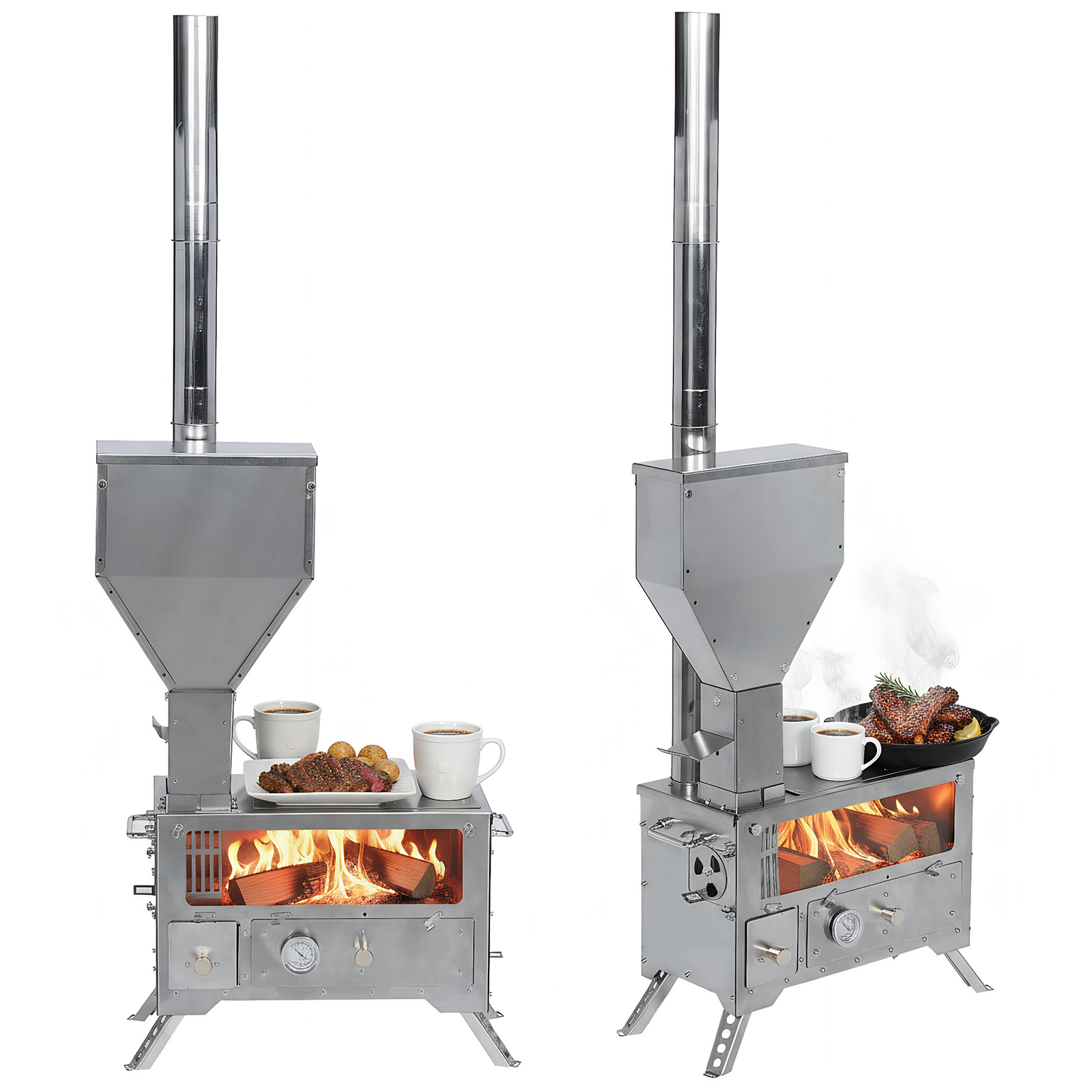 Portable Wood-Burning Camp Sto - Hunting Fishing Outdoor บทวิจารณ์และราคา