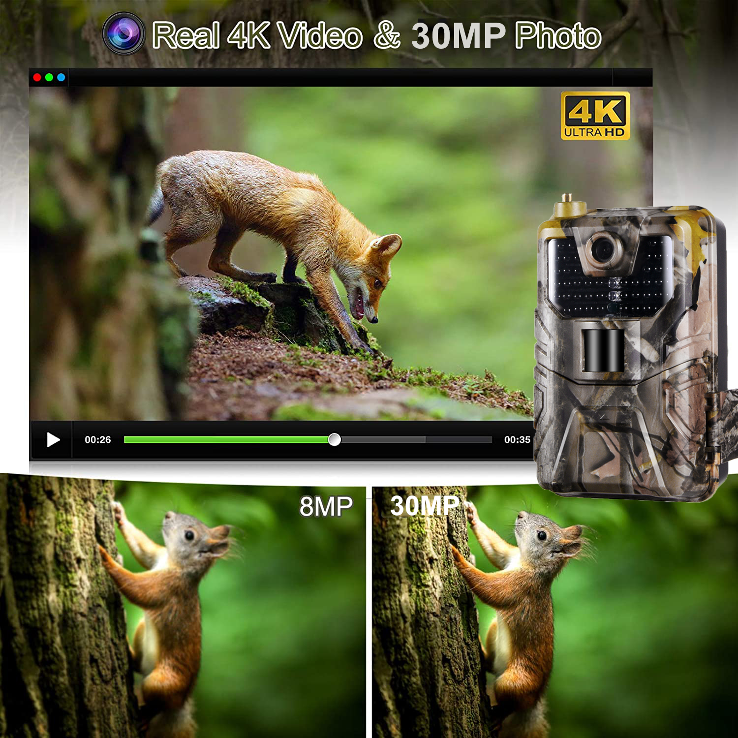 4K 30FPS Wifi Hunting Cameras  - Outdoor Hunting Camera Wifi บทวิจารณ์และราคา