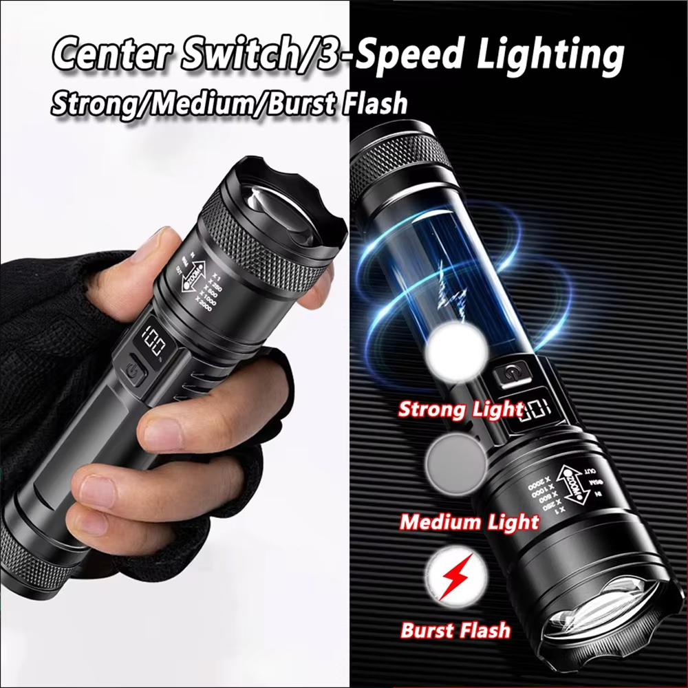 100000LM Ultra-bright Flashlig - Tactical Flashlight Rechargeable บทวิจารณ์และราคา