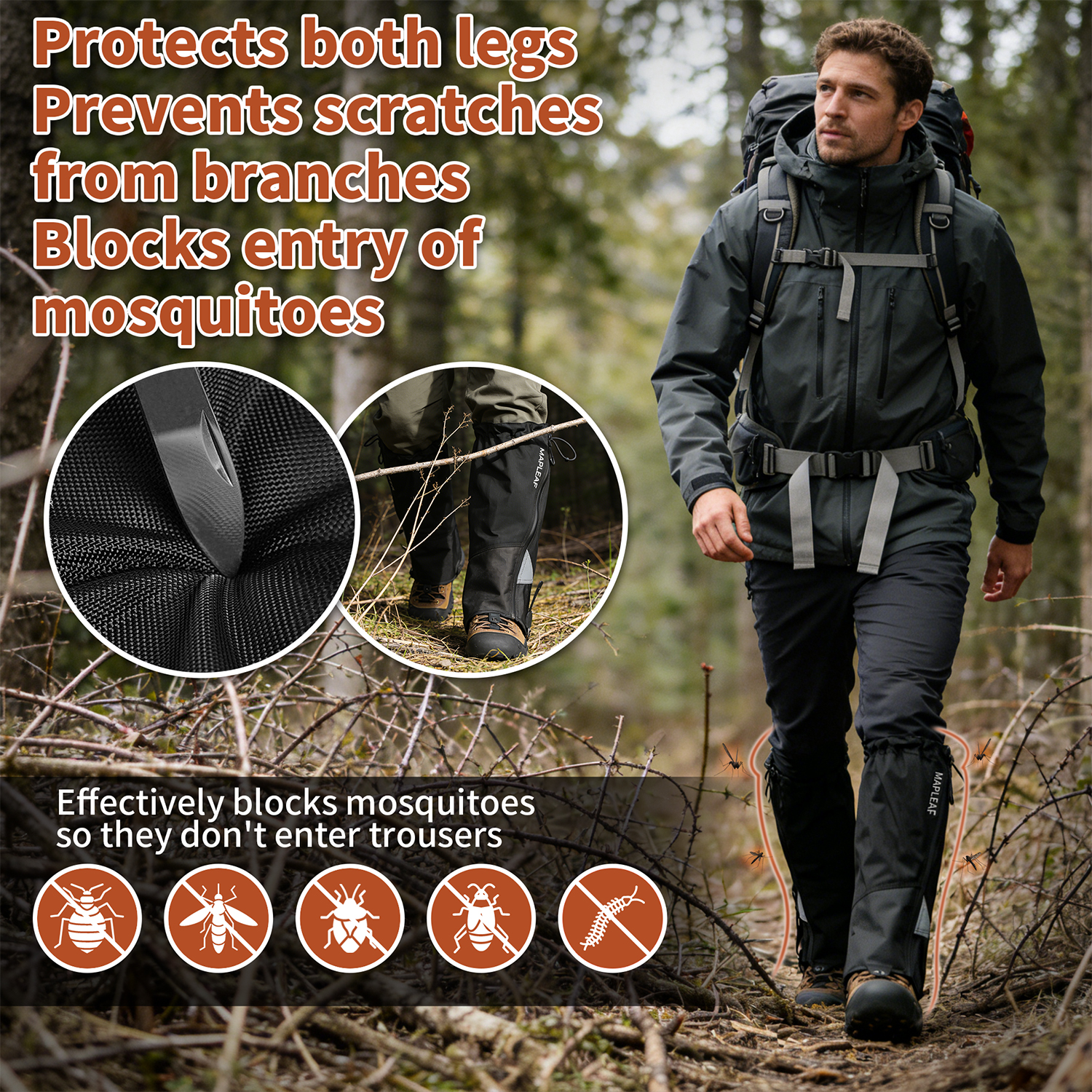 MAPLEAF Waterproof Leg Gaiters - Hunting Fishing Outdoor บทวิจารณ์และราคา