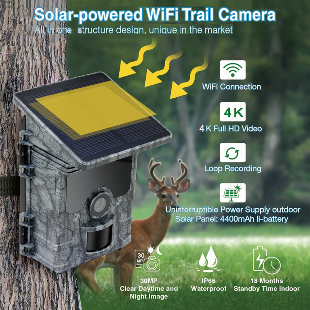 Solar Panel Hunting Camera 4K  - Outdoor Hunting Camera Wifi บทวิจารณ์และราคา