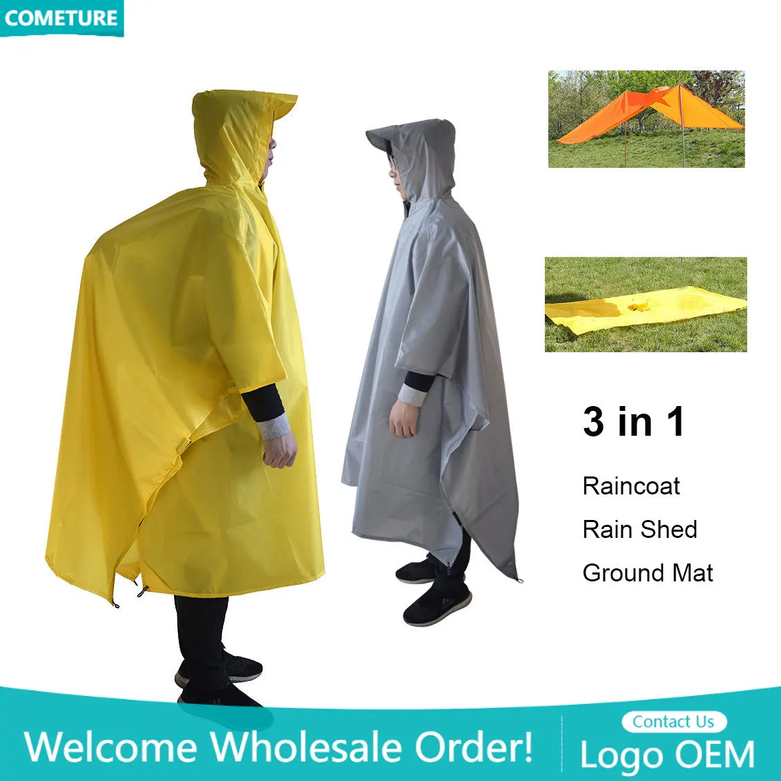 Raincoat 3 In 1 Hiking Poncho  - Hunting Camp Outdoor Supplies บทวิจารณ์และราคา