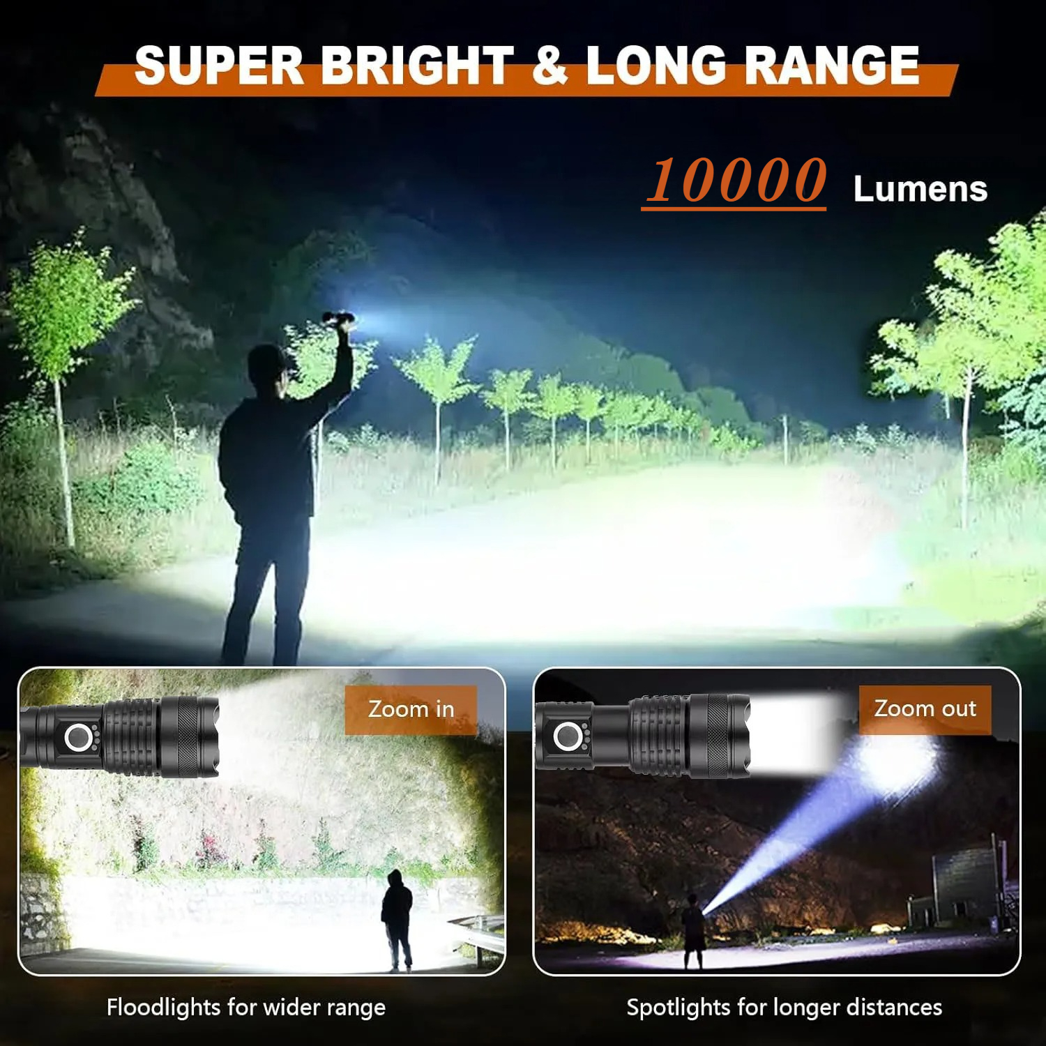 High Power LED Flashlight Rech - Tactical Flashlight Rechargeable บทวิจารณ์และราคา