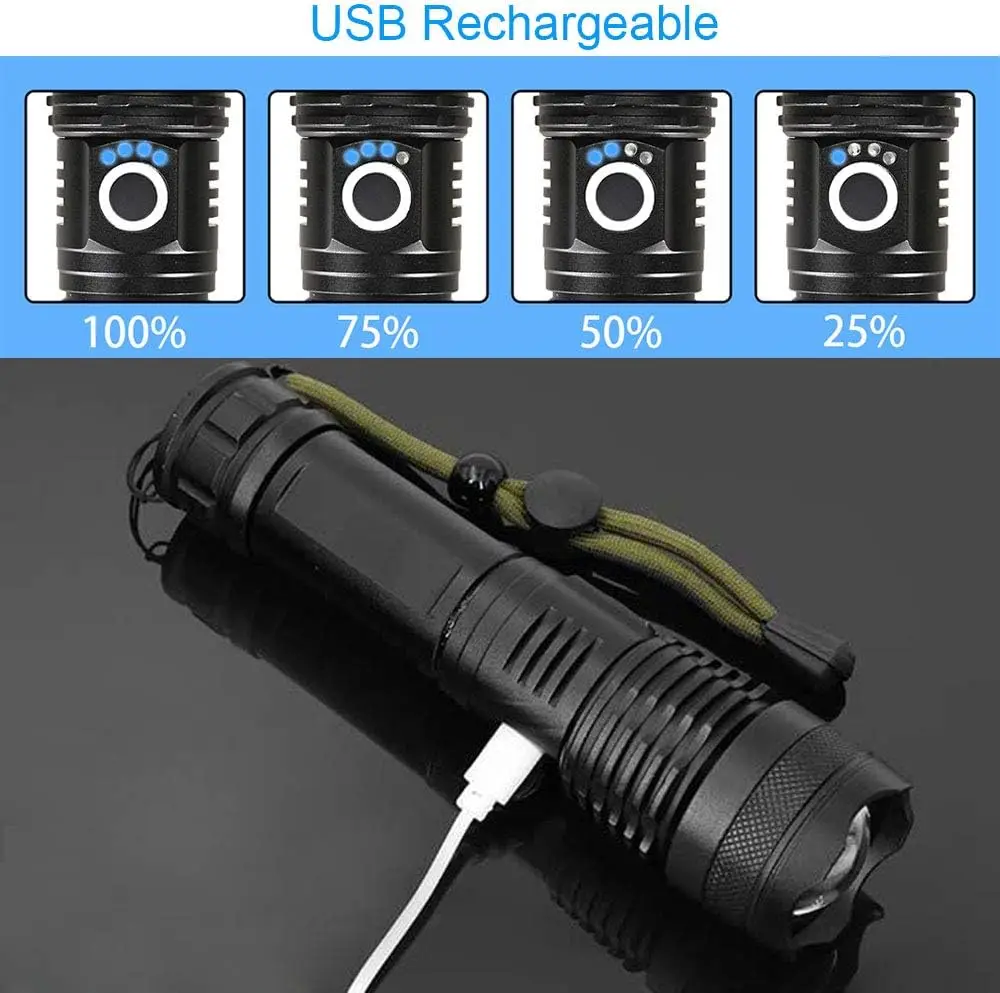 High Power LED Flashlight Rech - Tactical Flashlight Rechargeable บทวิจารณ์และราคา