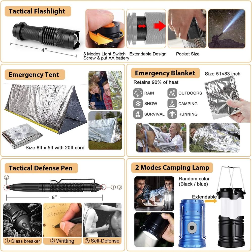 Compact 250-Piece Survival Kit - Hunting Camp Outdoor Supplies บทวิจารณ์และราคา